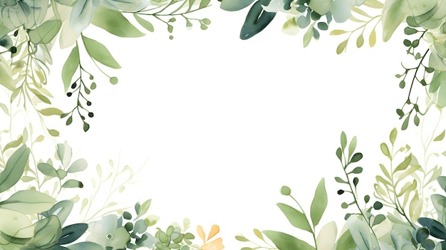 a white background with green leaves and branches Abstract Green foliage background with negative
