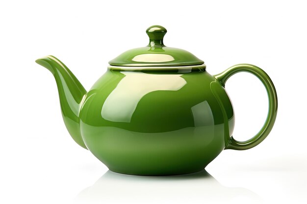 White background with green teapot alone