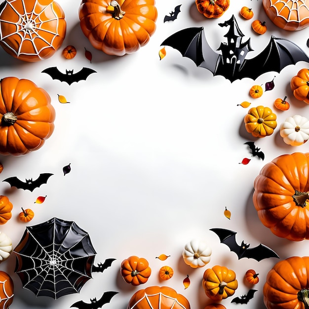 white background with a Halloween theme and space in the middle for greetings or products