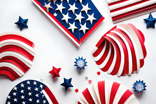 A white background with a heart shaped design with stars and stripes.