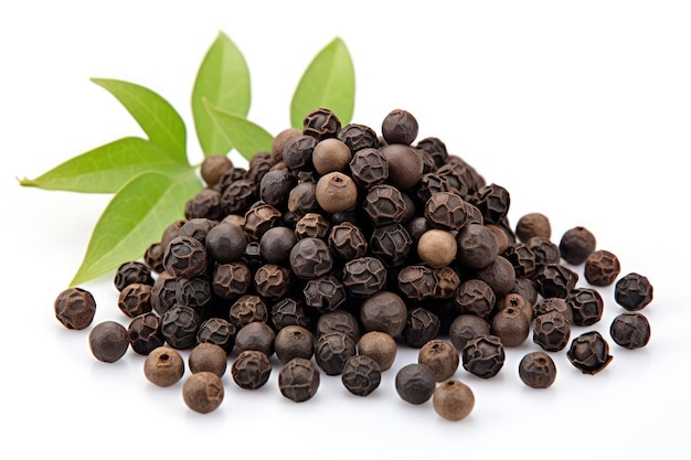 Photo white background with isolated indian spice black pepper