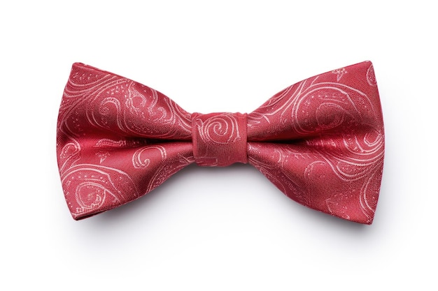 Photo white background with isolated paisley pattern on red bow tie