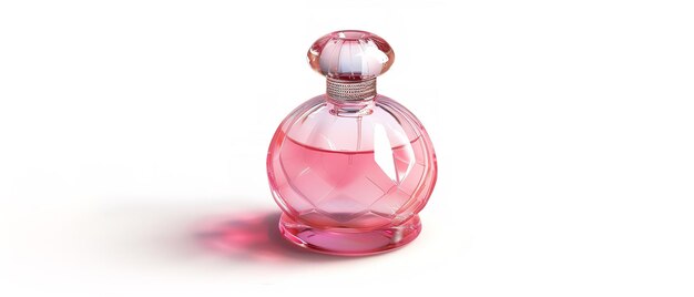 Белый фон с изолированной розовой бутылкой с парфюме и тропой отрезки Генеративный ИИ