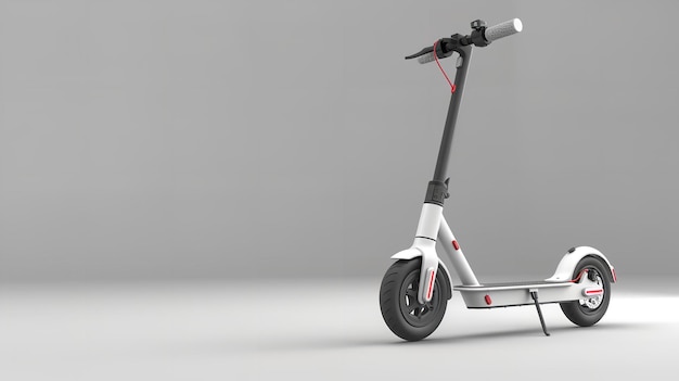 Foto sfondio bianco con uno scooter elettrico solitario trasporto ecologico illustrazione 3d generativa ai