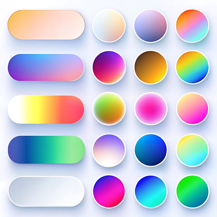 Photo a white background with many different colored circles