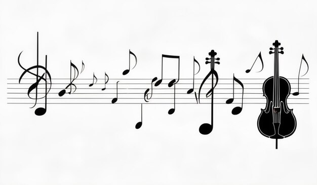A white background with music notes and a number of music notes