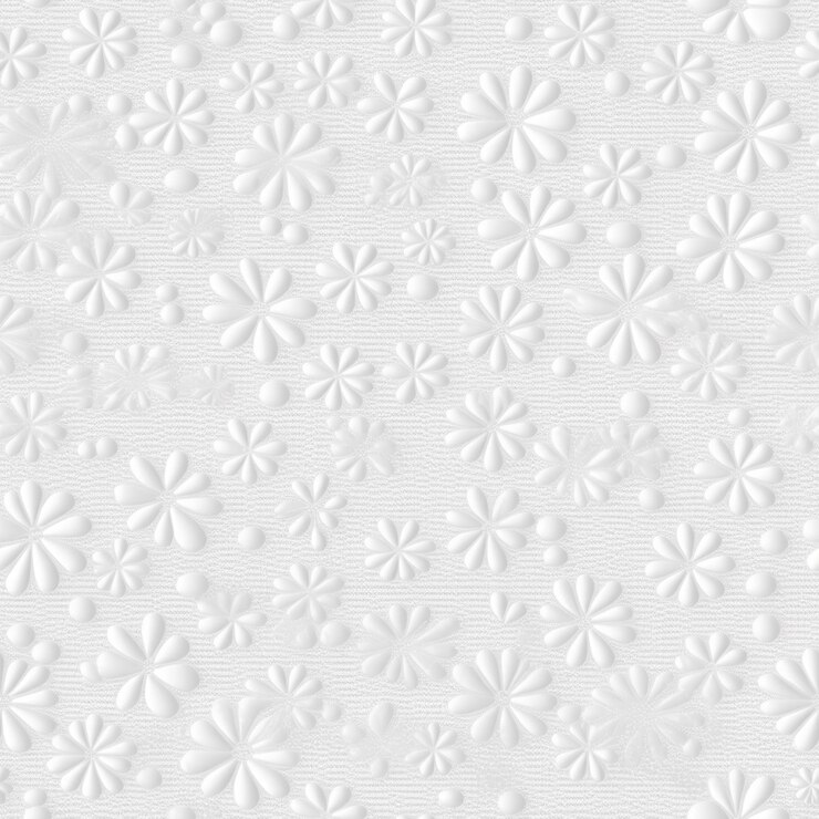 白い背景に花と葉のパターンが描かれています