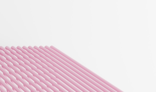 White background with pink abstract tubes, abstract background with lines, pink and white striped background
