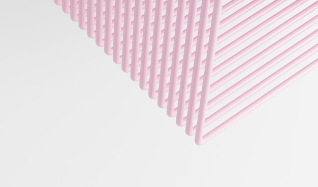 White background with pink abstract tubes, abstract background with lines, pink and white striped background
