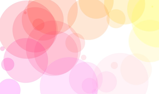 A white background with pink and orange circles.