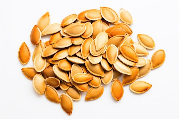 White background with pumpkin seeds