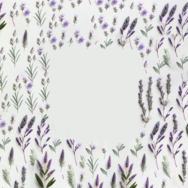 Photo white background with purple flowers generative ai