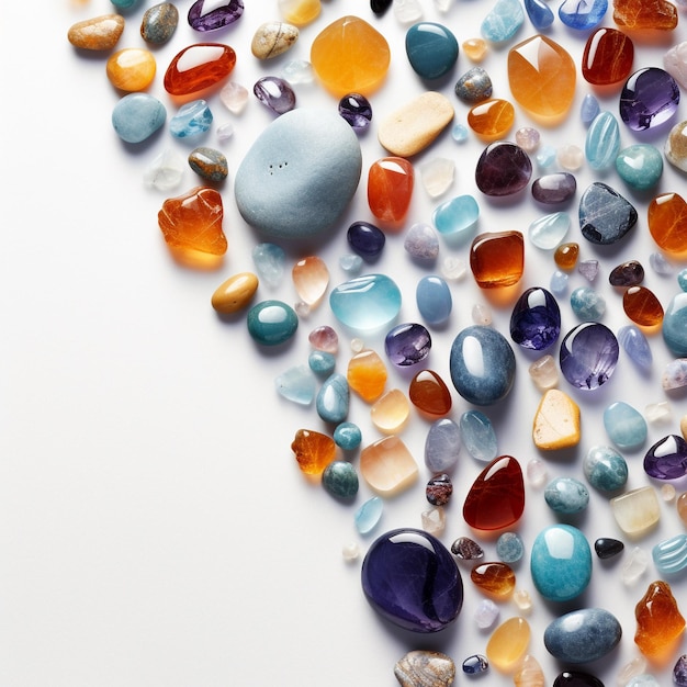 a white background with a purple and orange marbles on it