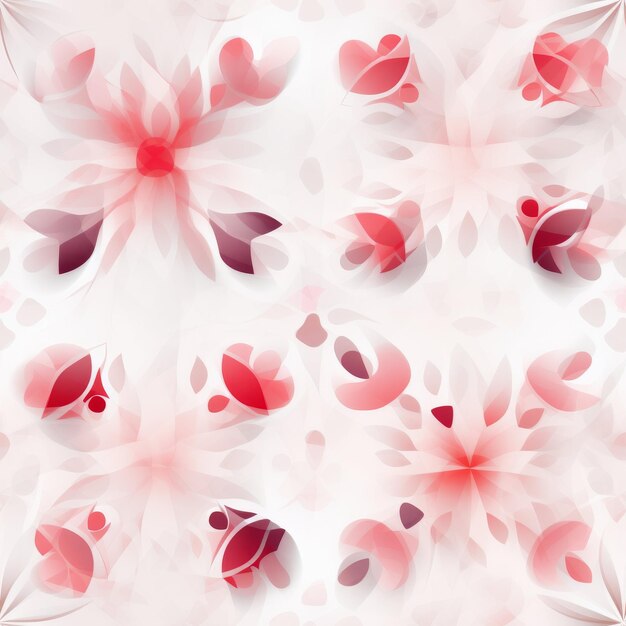 White Background With Red Flowers and Hearts