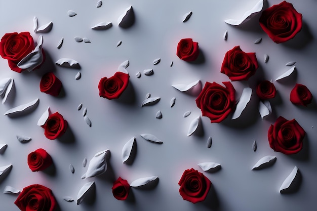 A white background with red roses on it.