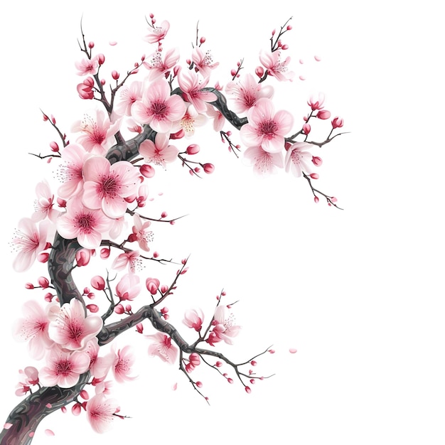 White background with sakura at the corner v 6 Job ID a7c634f1a79b4252abd092ed25794801