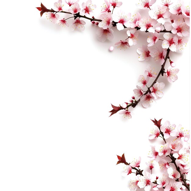 Photo white background with sakura at the corner v 6 job id a7c634f1a79b4252abd092ed25794801