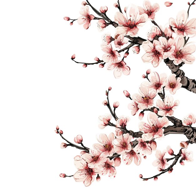 White background with sakura at the corner v 6 Job ID f8d98d0fc48d436f9e004b2f218886a7