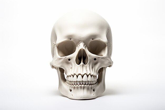 Фото Белый фон с моделью черепа