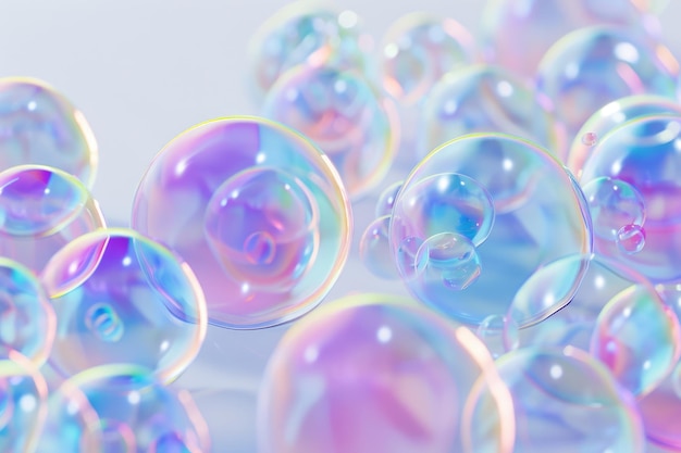 White background with soap bubbles