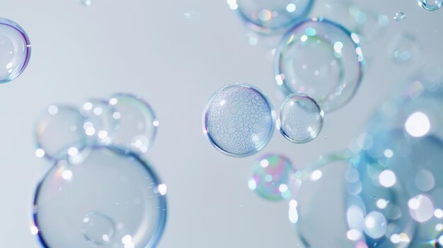 Photo white background with soap bubbles