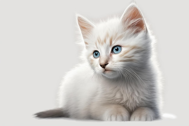 White background with a Thai kitten