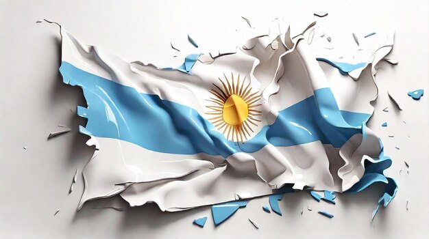 White background with torn flag of argentina 3d illustration generated by ai