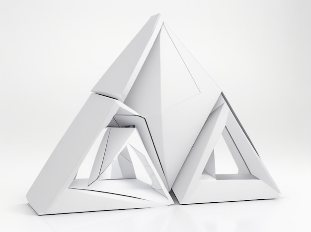 Photo white background with triangles 3d image renderings