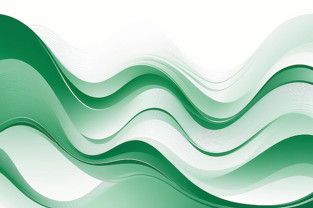 White background with wavy lines green abstraction