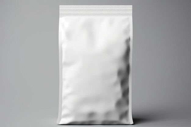 Photo a white bag of food on a gray background