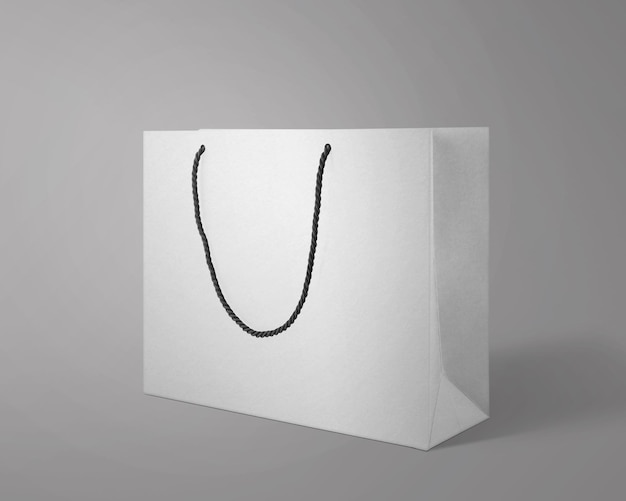 a white bag with a black string on it