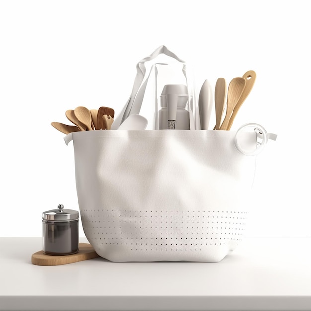 White Bag With Kitchen Utensils