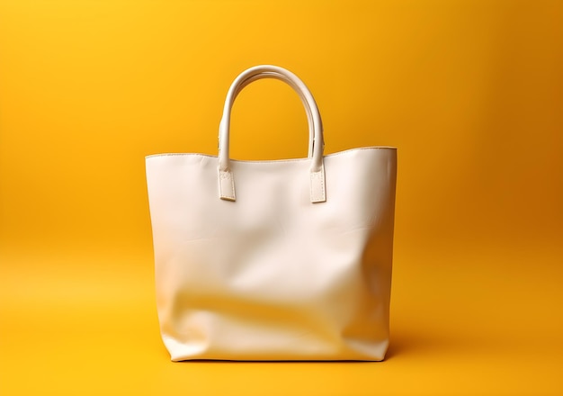 A white bag on a yellow background