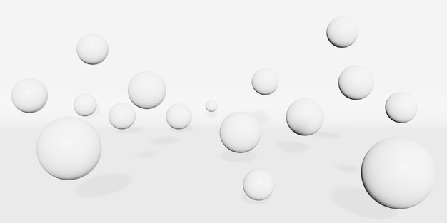 白い背景に浮かぶ白いボール3dイラスト