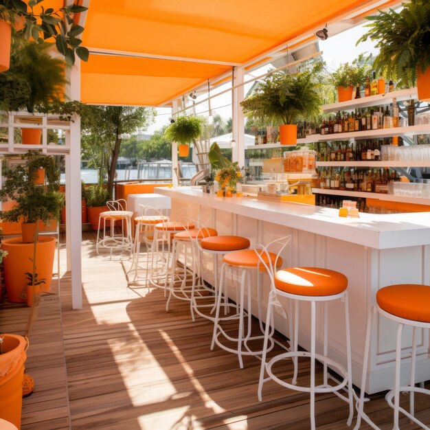 White bar oasis a vibrant and inviting outdoor pop of refreshment