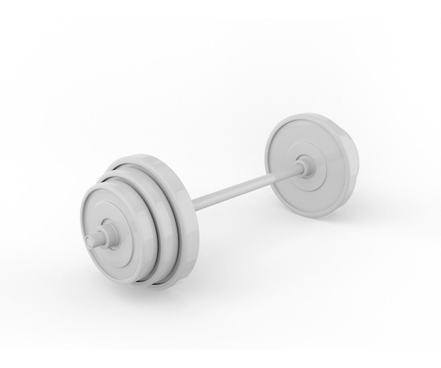 White barbell on a white background. Minimalistic design object. 3d rendering.