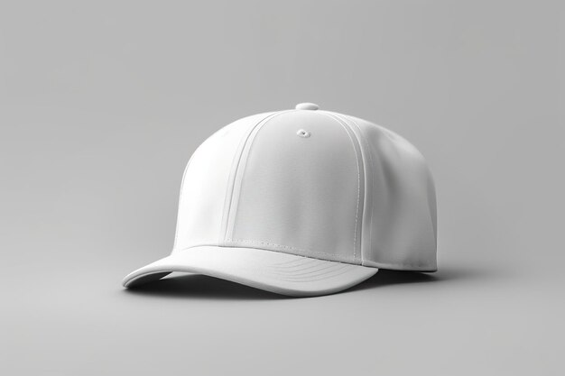 사진 회색 배경에 흰색 야구 모자 모형