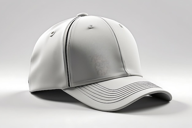 White baseball cap mockup on white background 3D render
