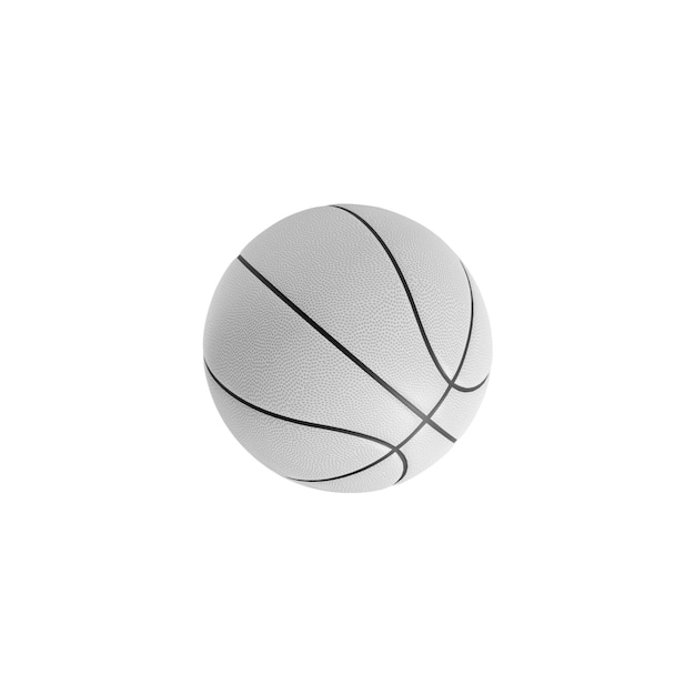 White basketball ball isolated on white background 3d rendering