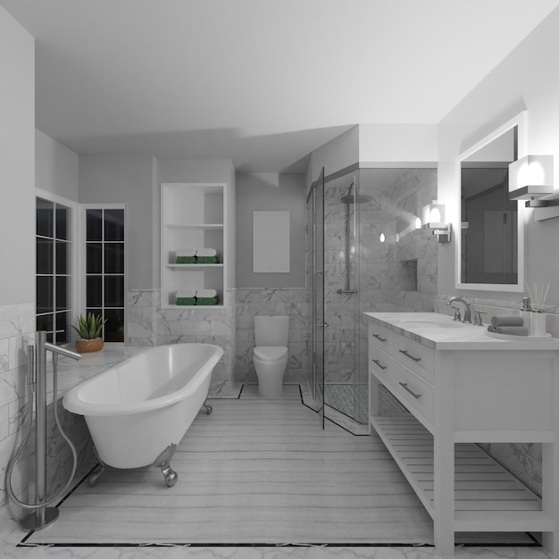 White bathroom 3d illustration