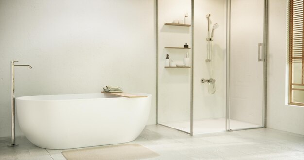 White bathroom modern japan minimal style 3d rendering