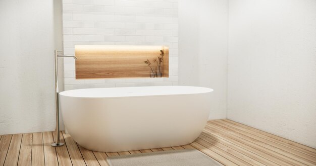 흰색 욕실 현대적인 일본 최소한의 스타일 3D 렌더링