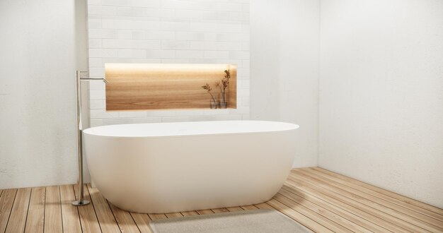 White Bathroom modern japan minimal style 3D rendering