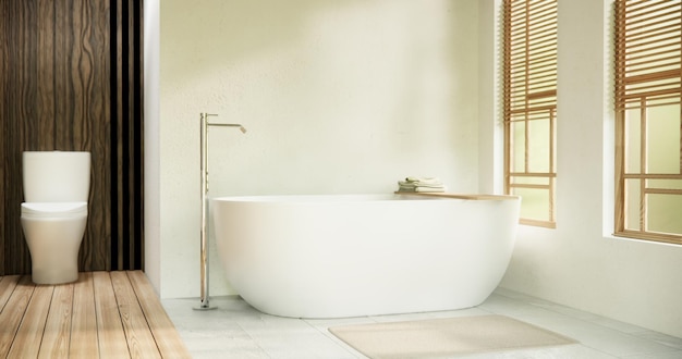 White Bathroom modern japan minimal style 3D rendering