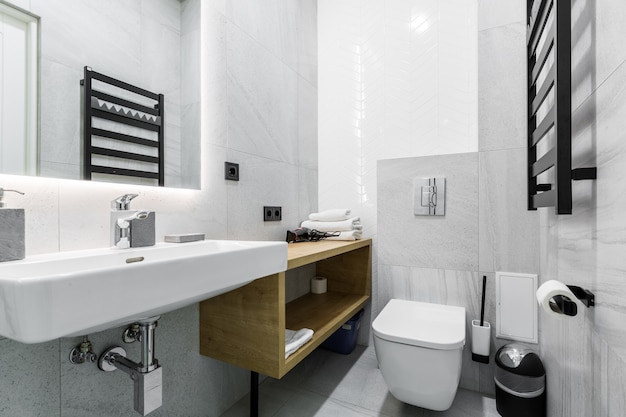 white bathroom in a modern