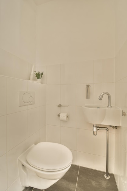 A white bathroom with a toilet and a sink