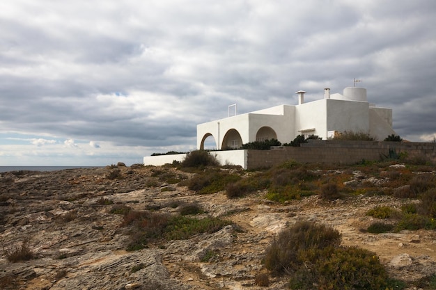 White beach house, Mallorca, Balearic Islands, Spain