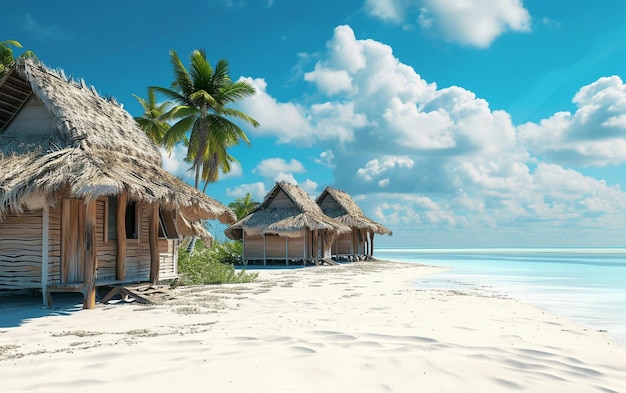 White Beach Huts A Serene and Beautiful Scene