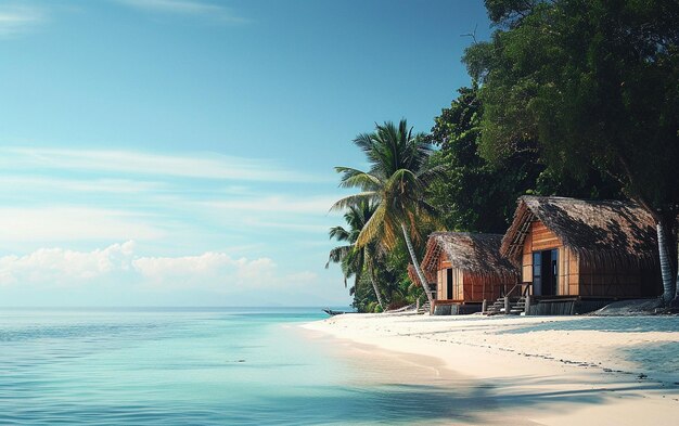 White Beach Huts A Serene and Beautiful Scene