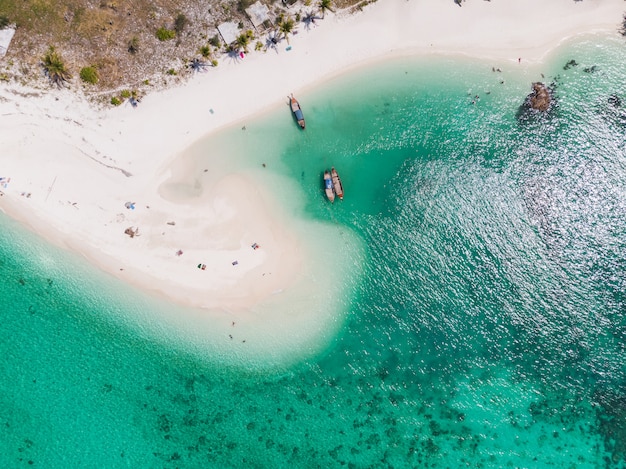 White beach with coral reef in tropical sea at Lipe island